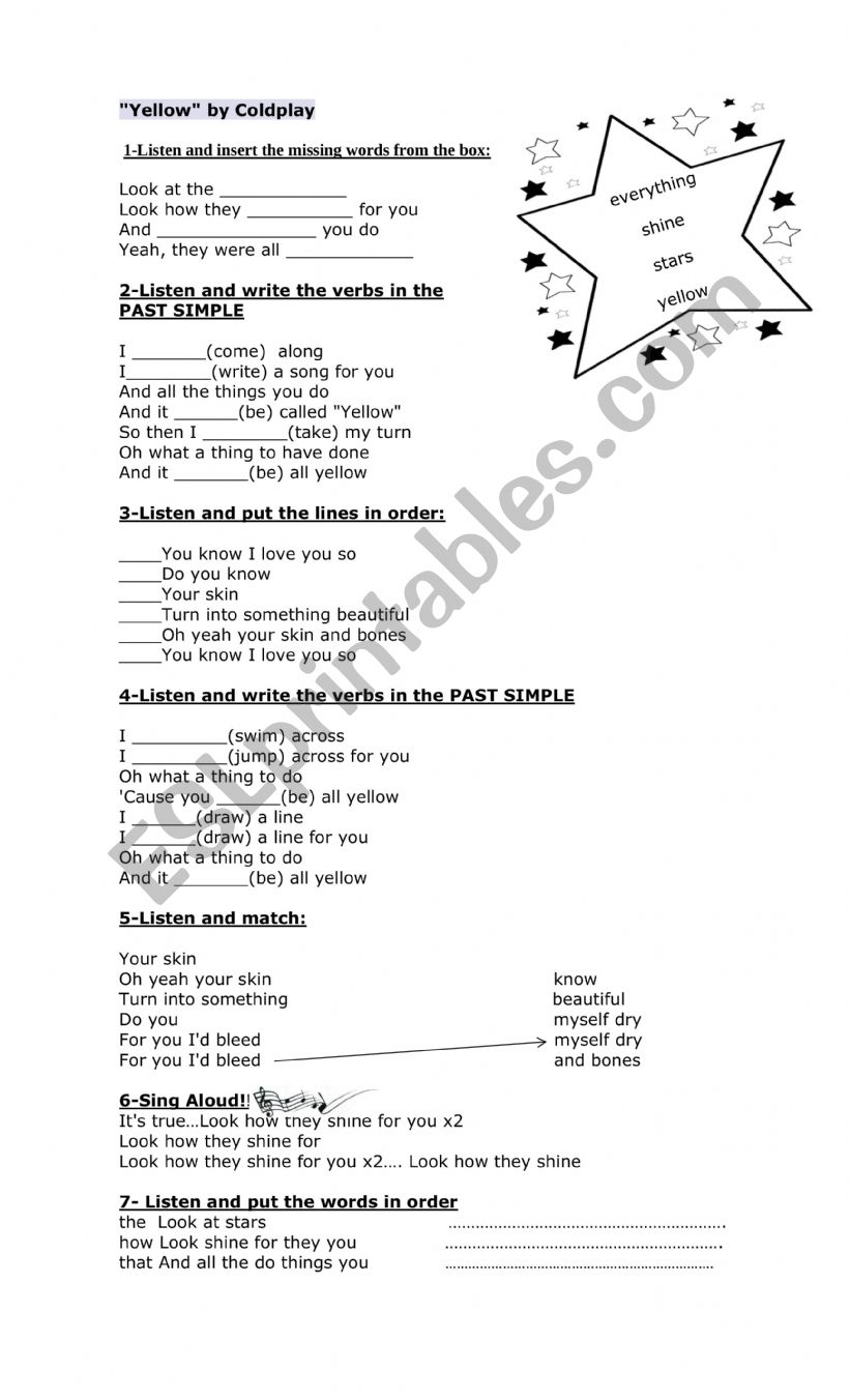 Yellow Exercise worksheet