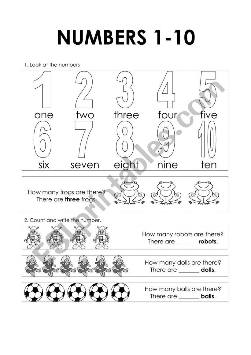 Numbers Activity worksheet