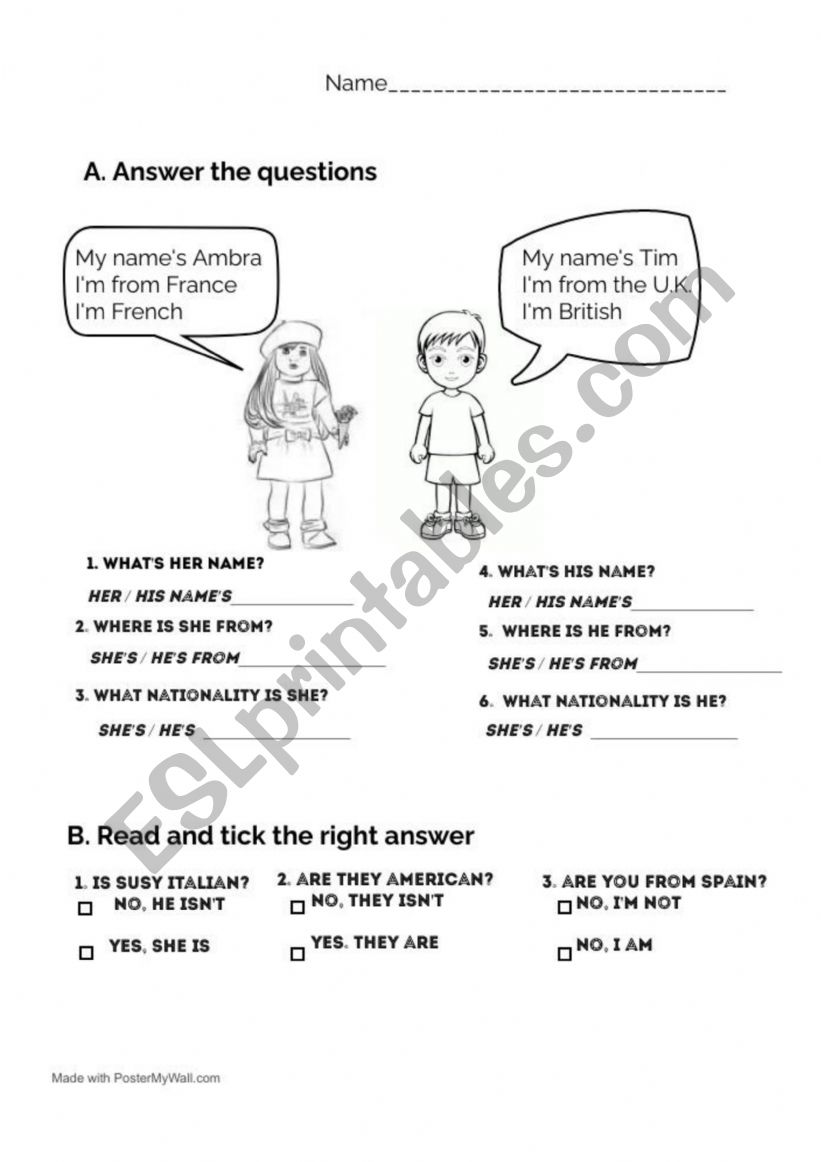 NATIONALITIES worksheet
