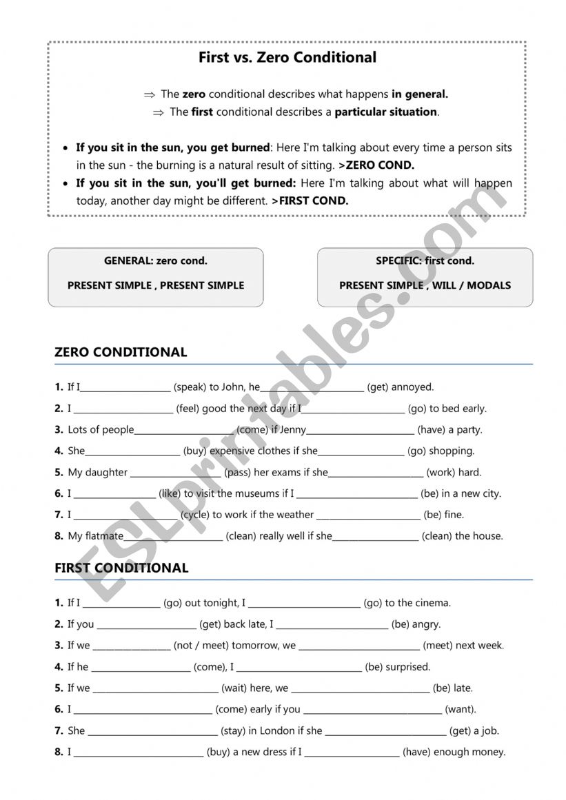 ZERO and FIRST CONDITIONAL  worksheet