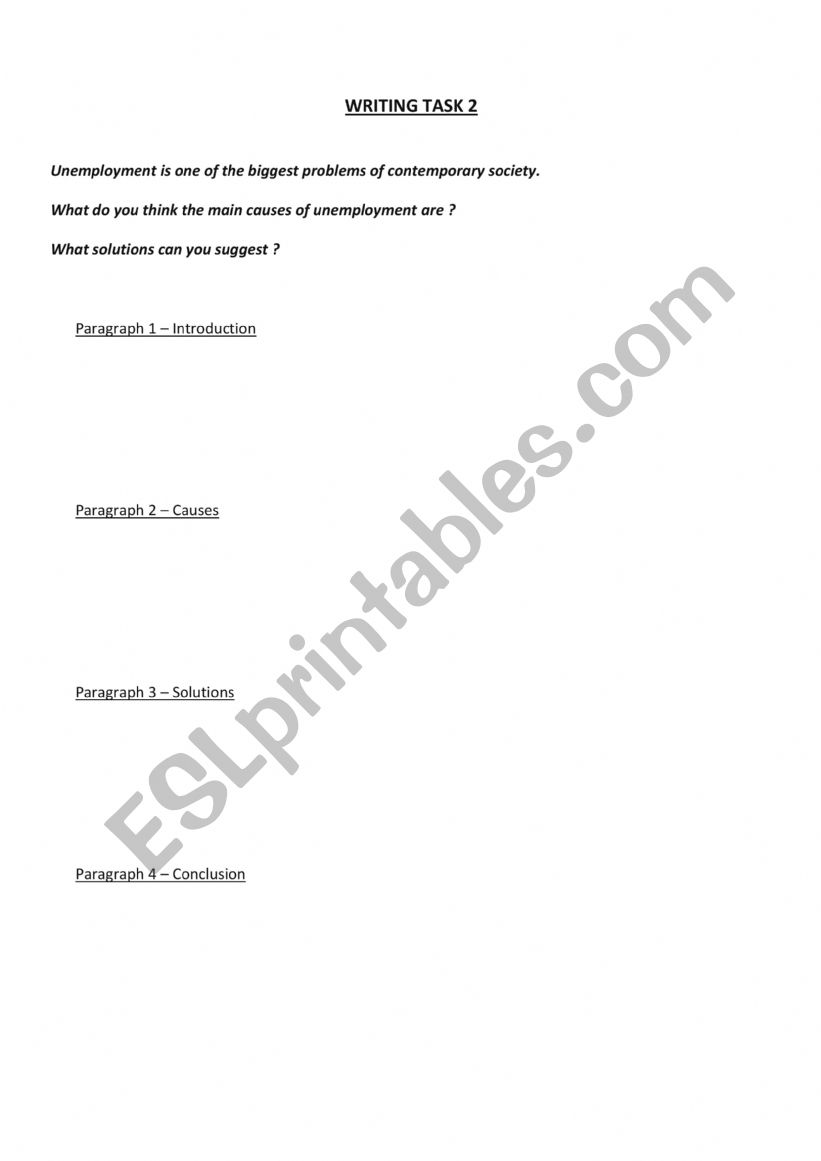 IELTS WRITING TASK 2 TEMPLATE worksheet