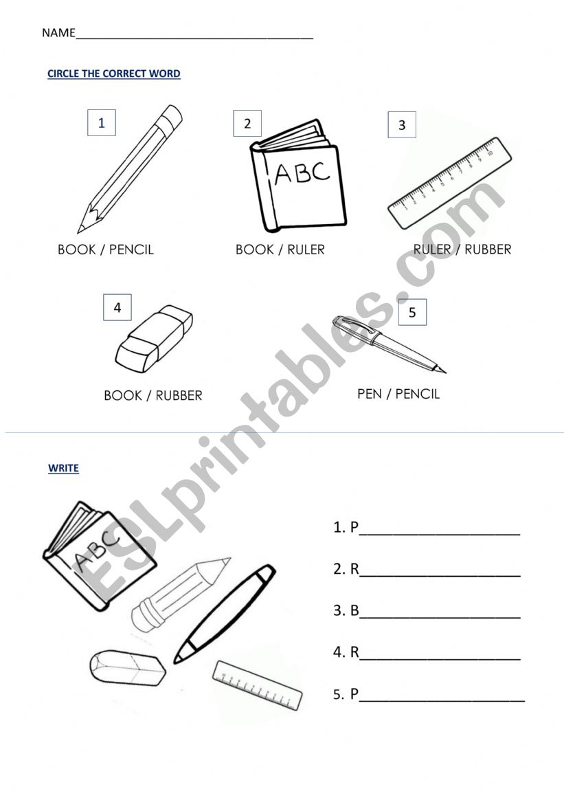 school things worksheet