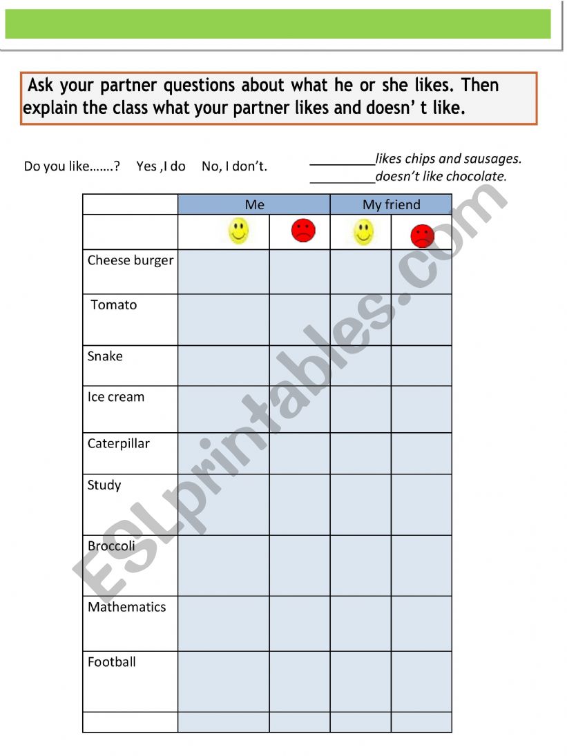 Survey worksheet