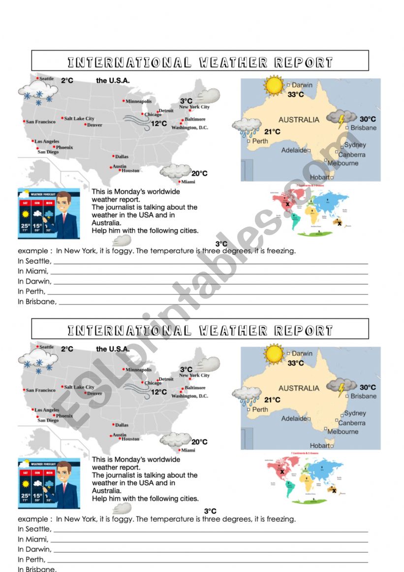 international weather report worksheet