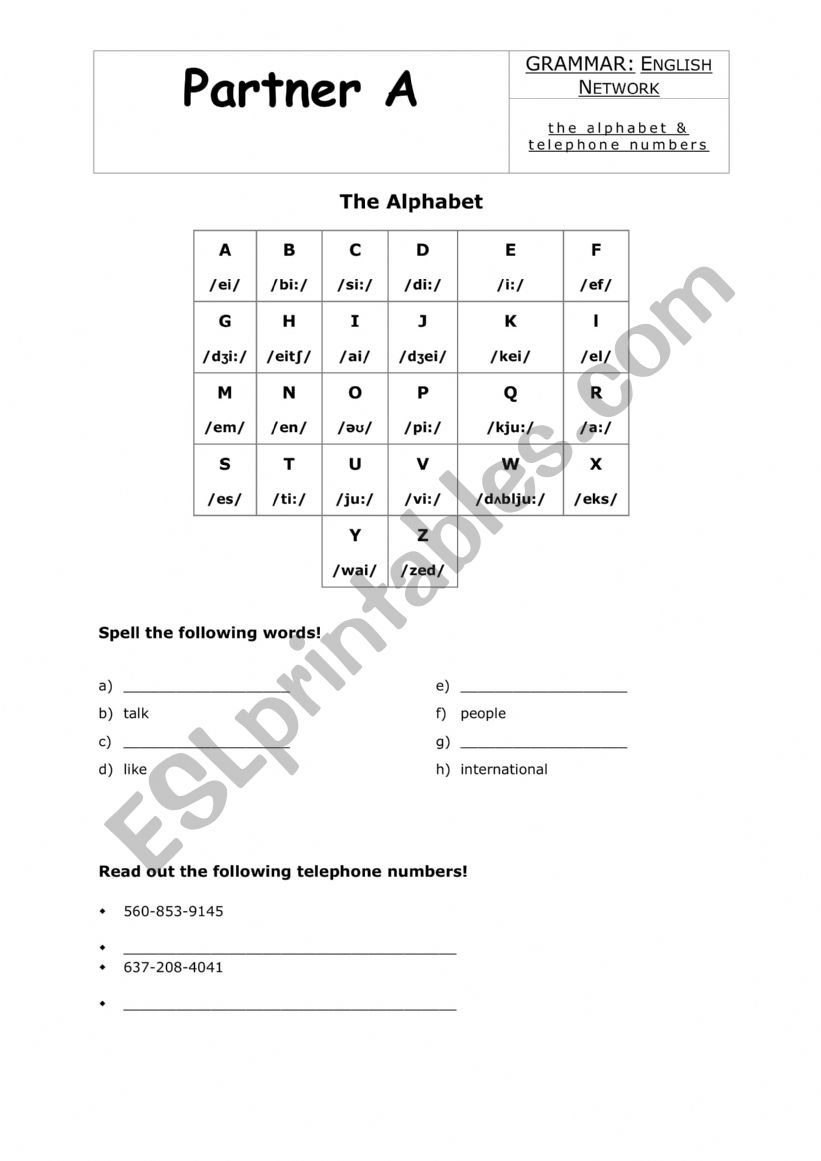 Alphabet worksheet