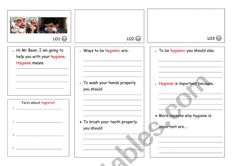 Hygiene and Mr Bean worksheet
