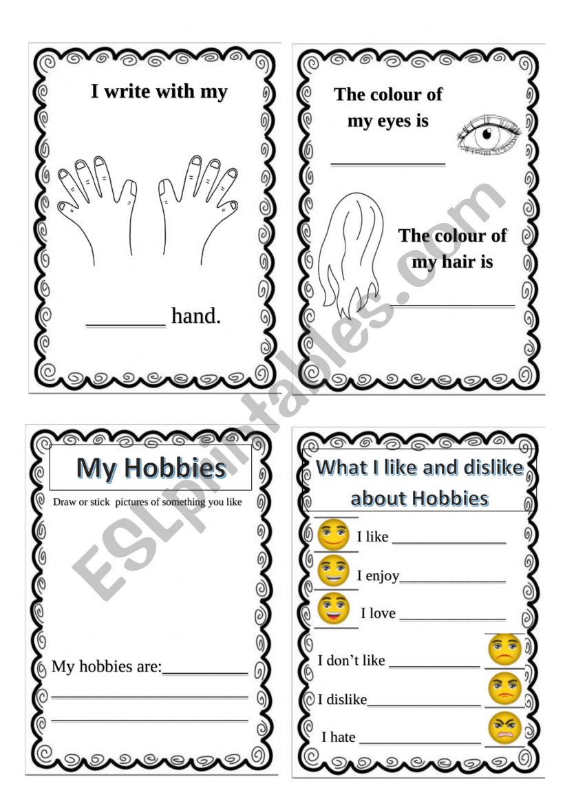 All about me book part 3/6  worksheet