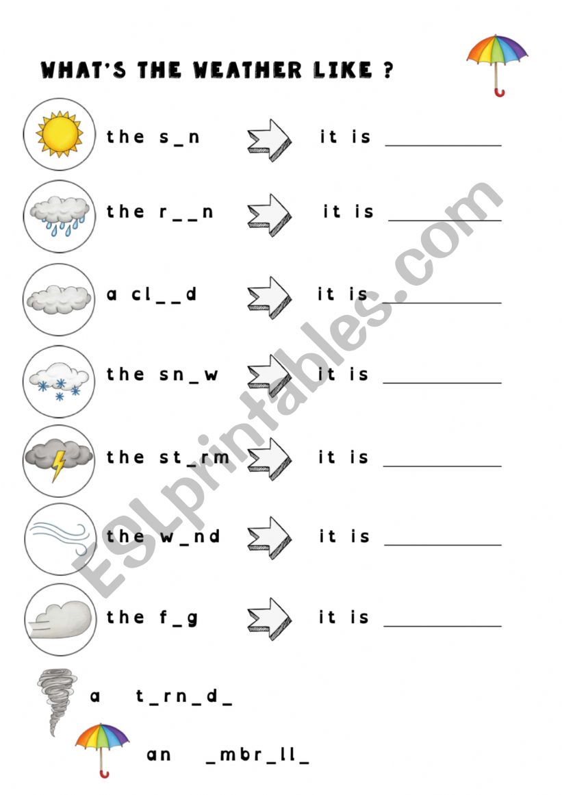 weather vocabulary worksheet