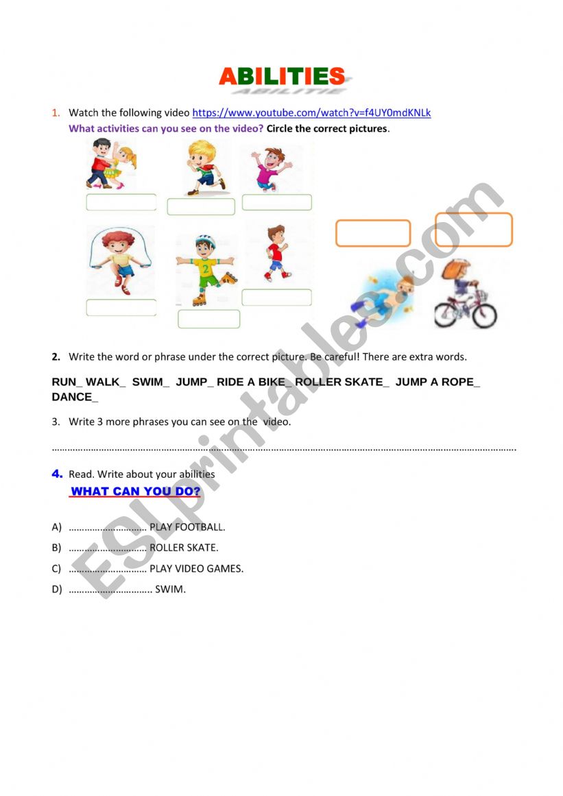 ABILITIES worksheet