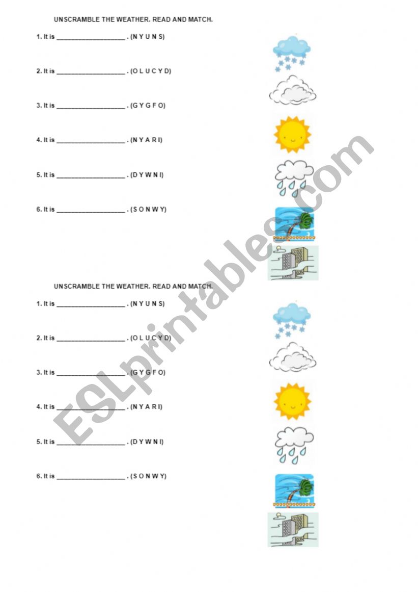 match weather worksheet