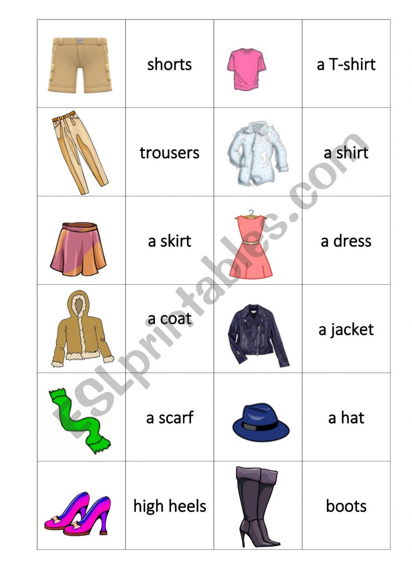 Clothes - Board game - ESL worksheet by Bapty