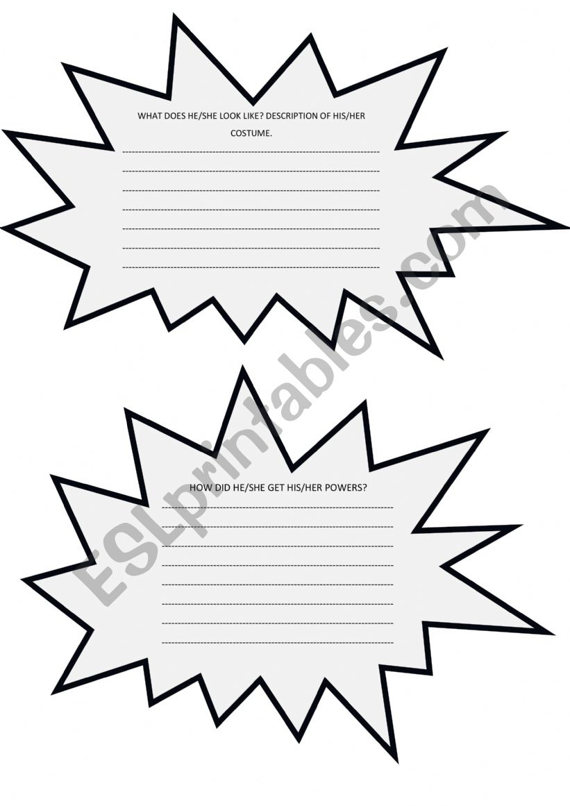 Superheroes worksheet