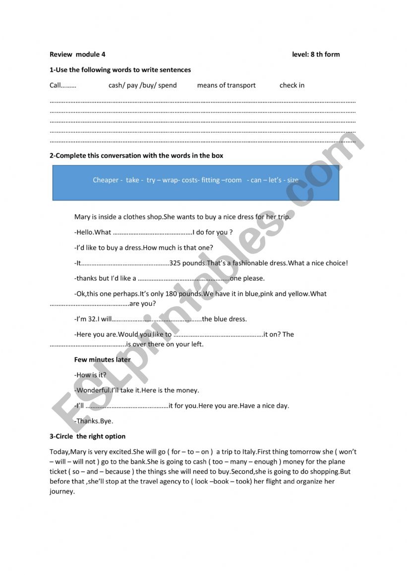 review  module 4 8 th form worksheet