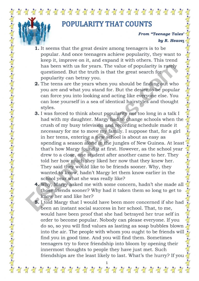 Popularity that counts worksheet
