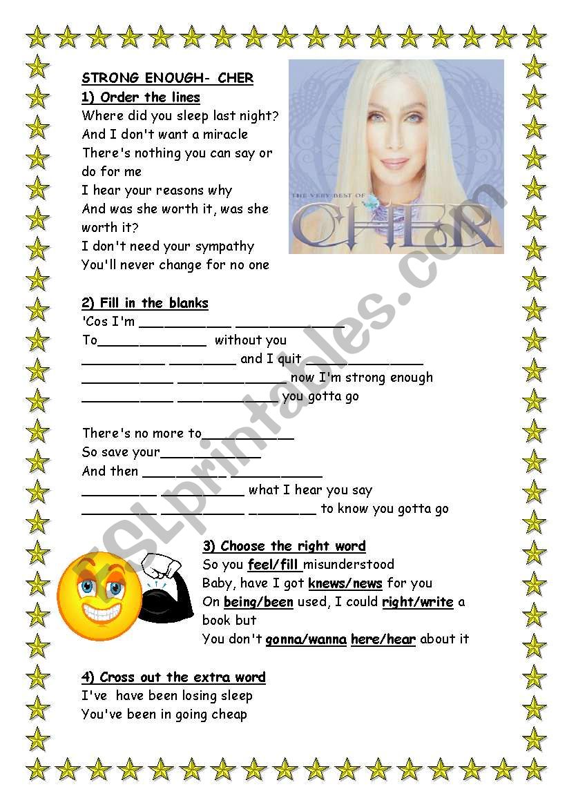 Song-CHER-STRONG ENOUGH worksheet