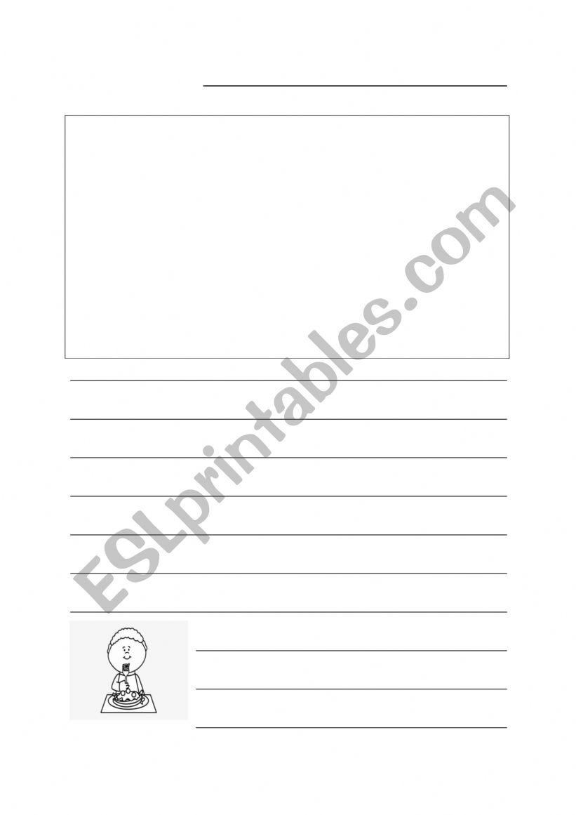 Writing about favorite food worksheet