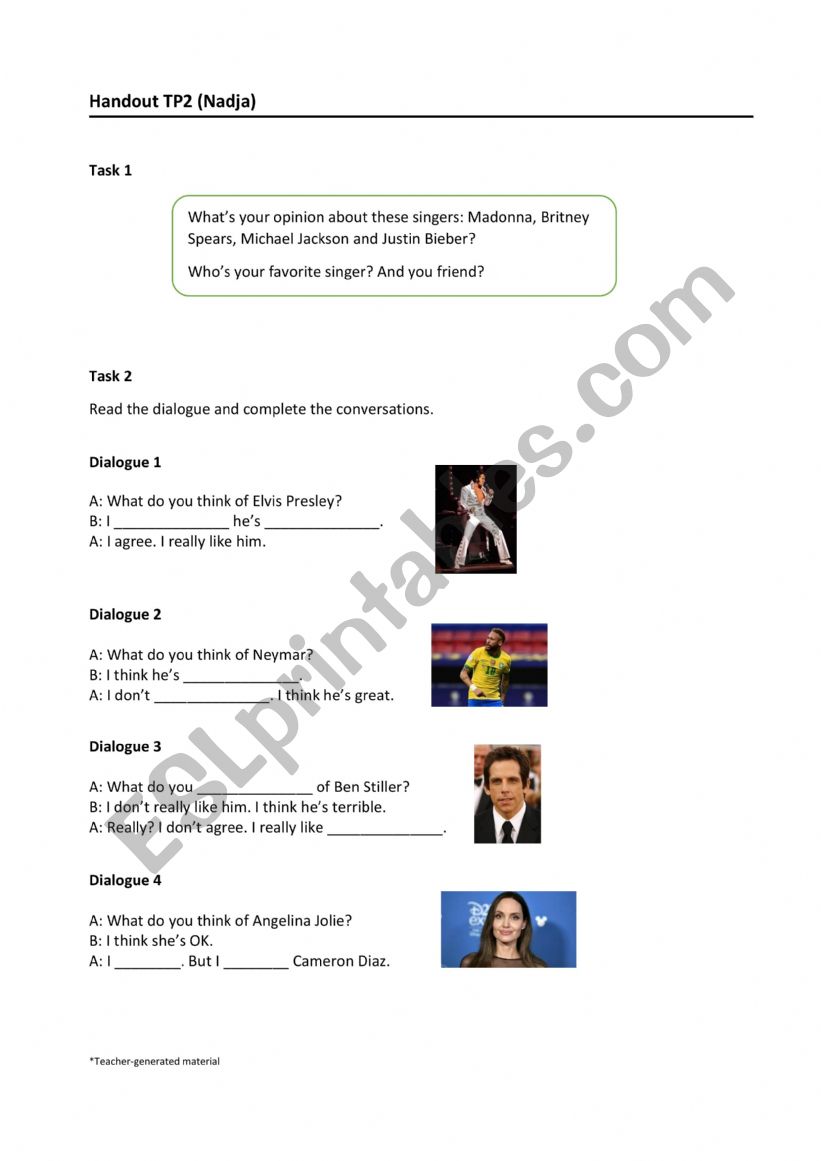 Handout worksheet