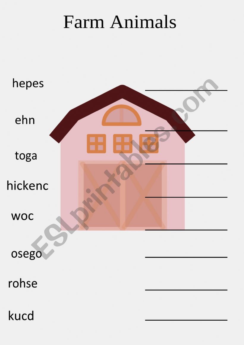 Farm animals  worksheet