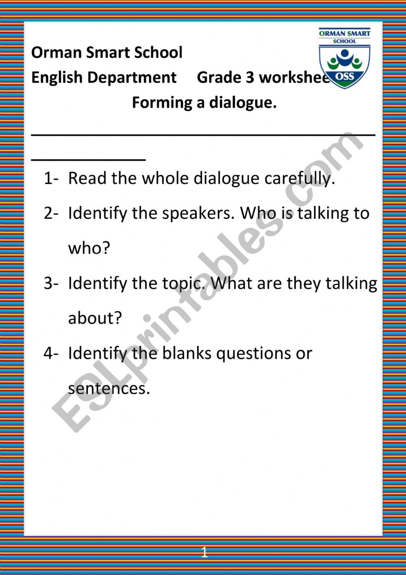 Dialogues worksheet