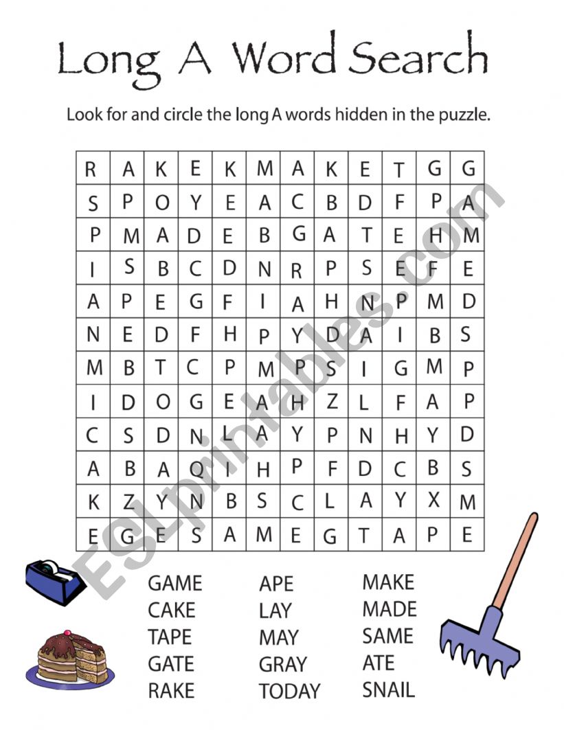 Long A phonics worksheet