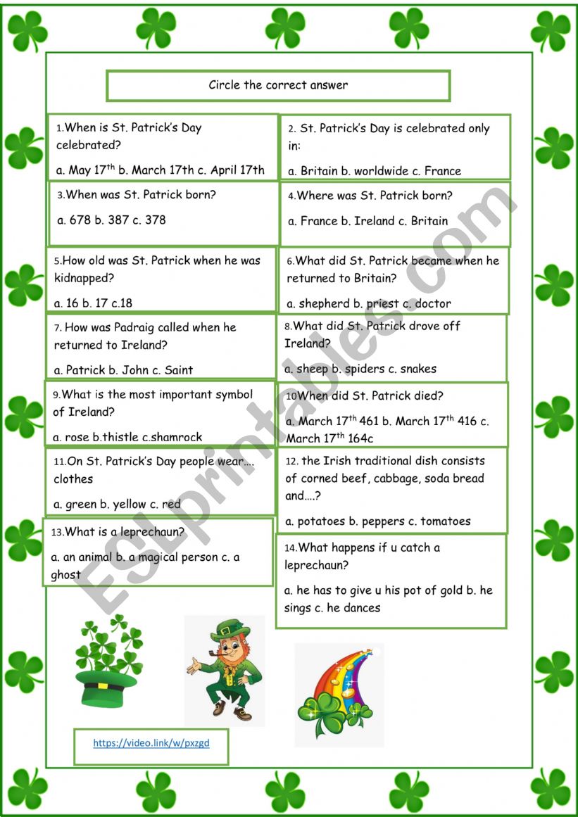 St. Patricks Day worksheet