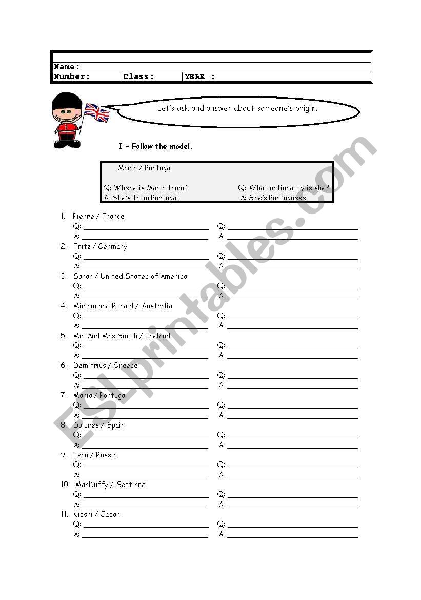 Nationalities worksheet