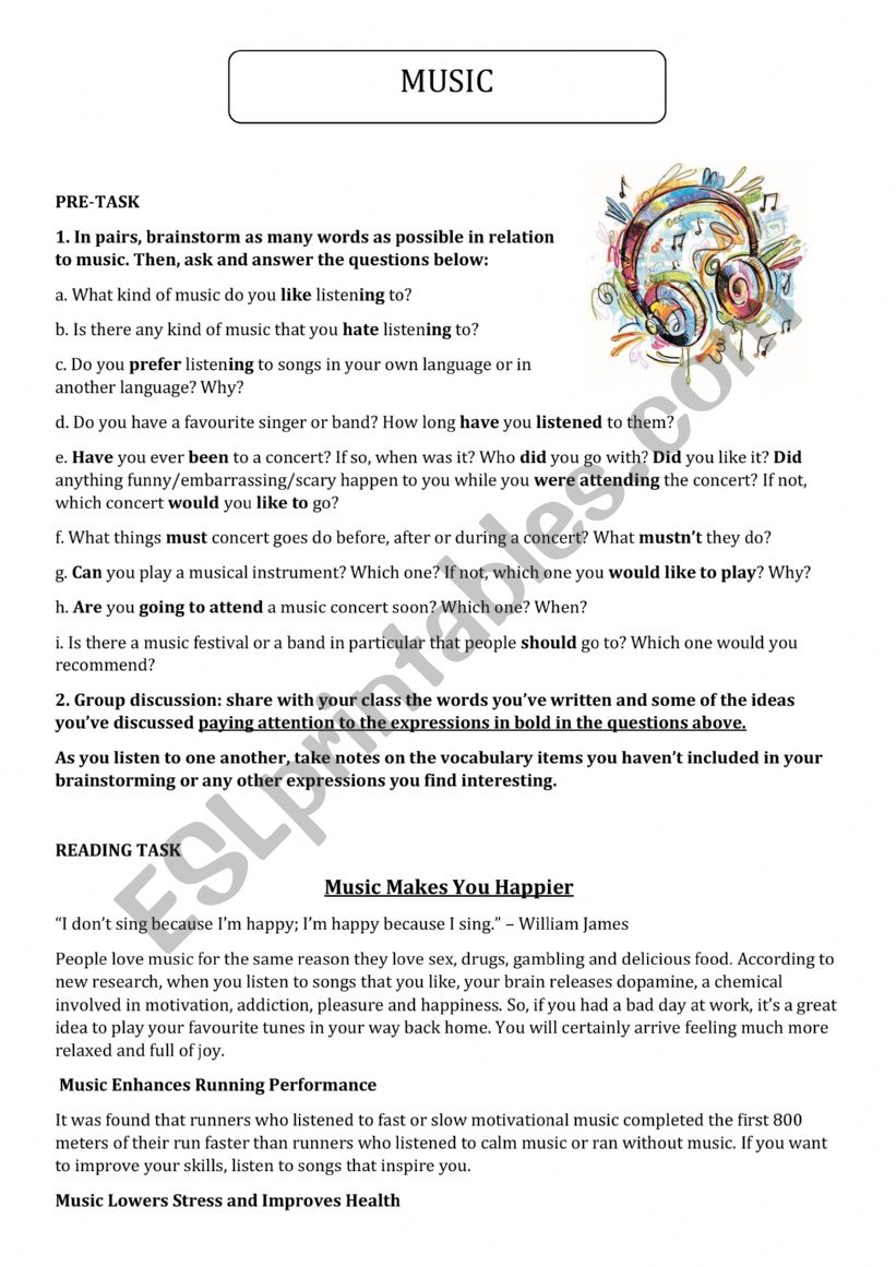 Music worksheet