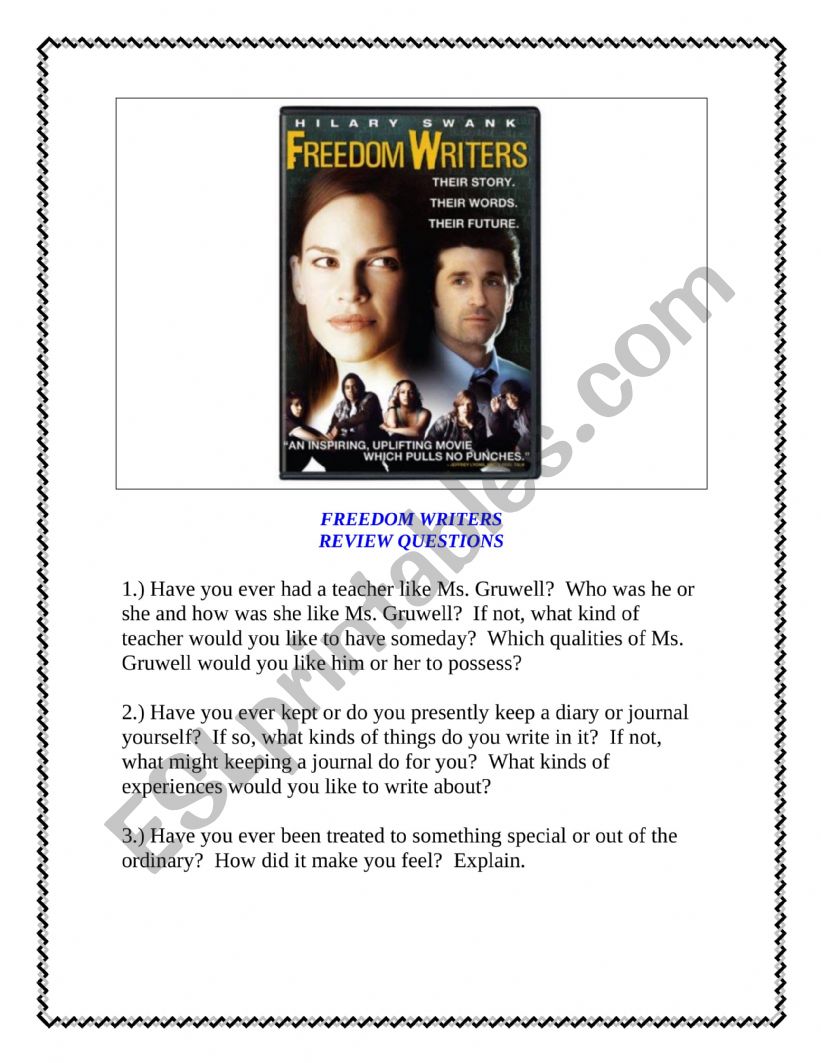 freedom writers school assignments