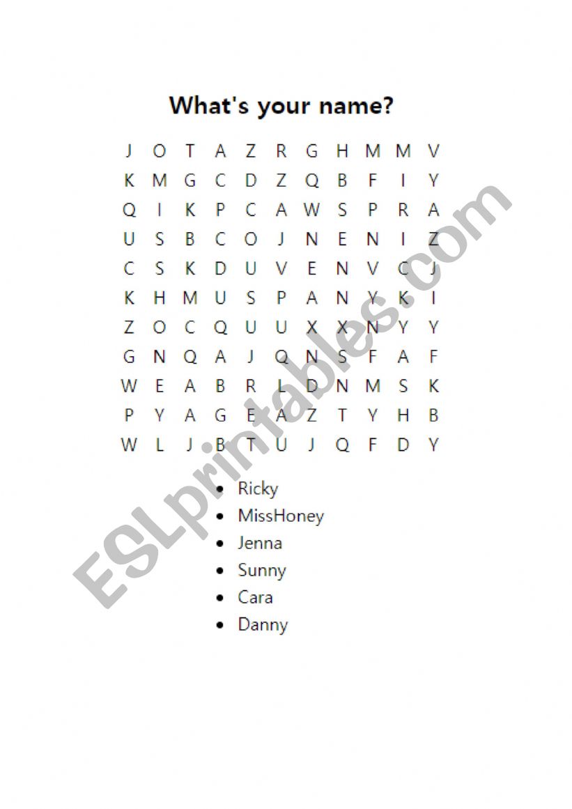 What is your name worksheet