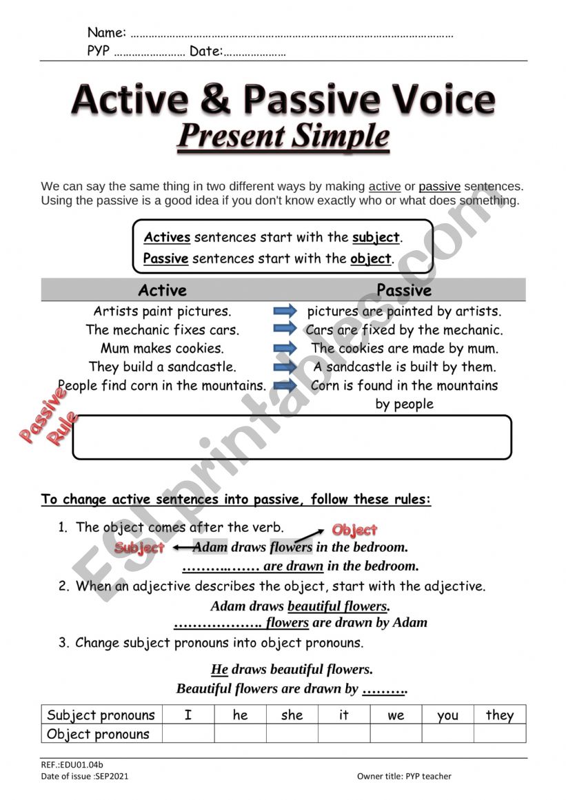Passive voice - present and past simple