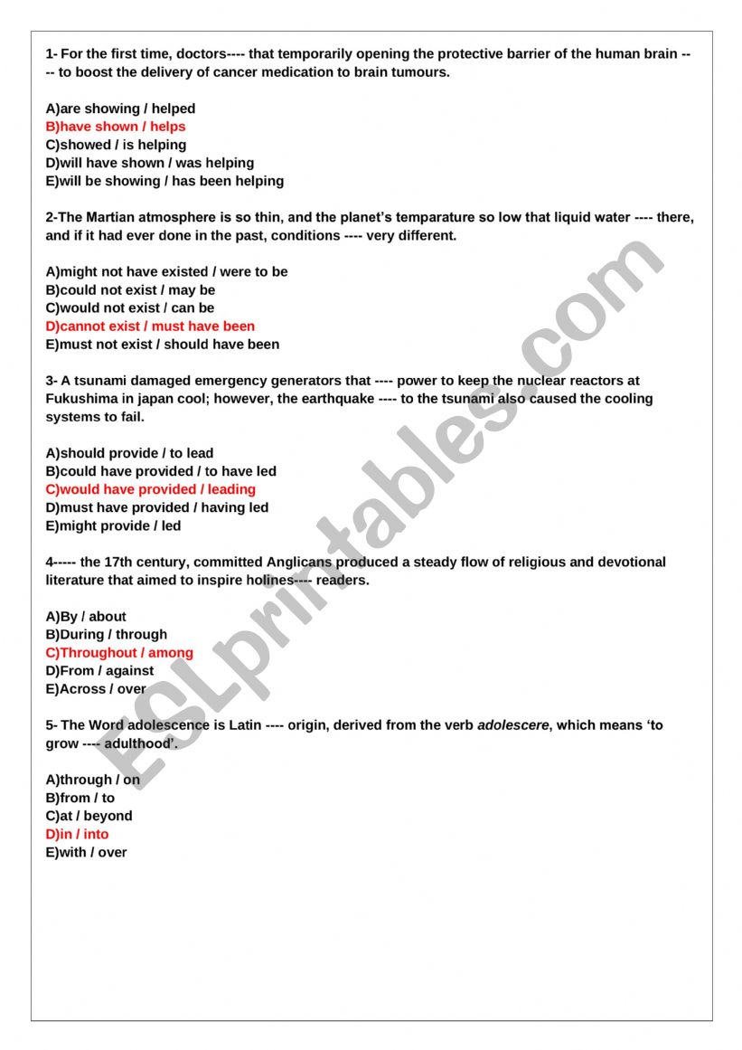 Grammar revision worksheet