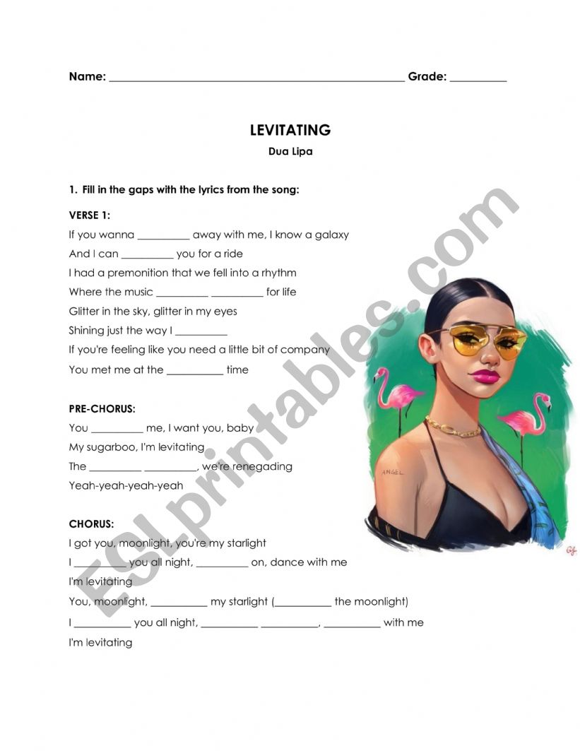 Dua lipa - Levitating worksheet