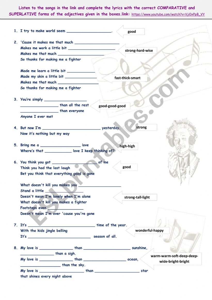 comparatives and superlatives in songs