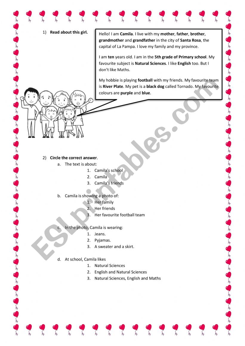 Reading and Writing - Personal Information texts