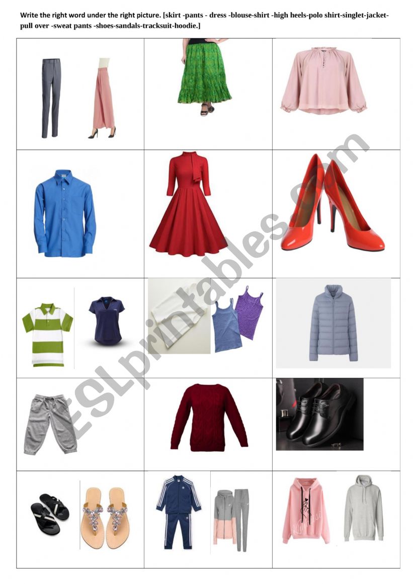 Clothes worksheet