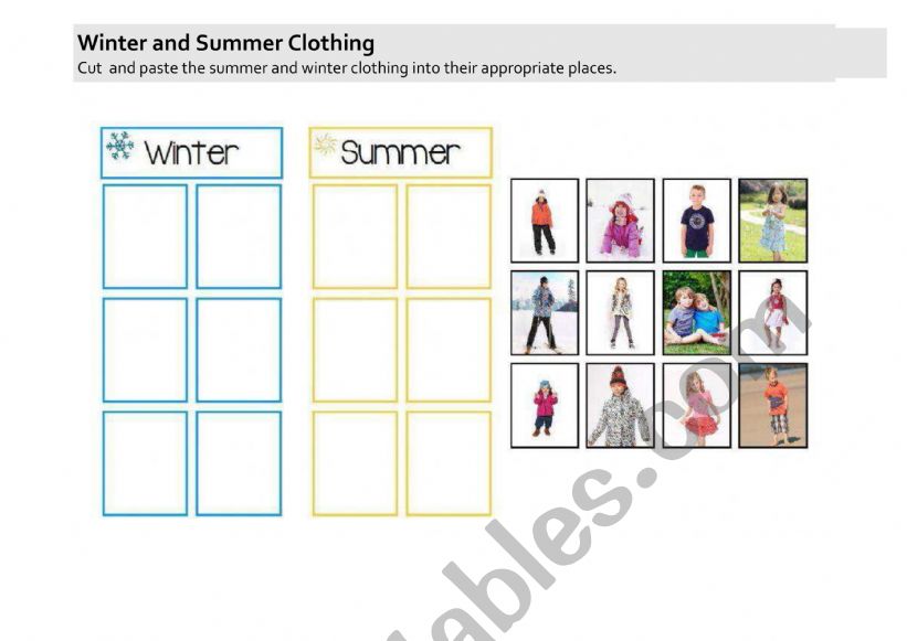 Winter and Summer Clothes worksheet