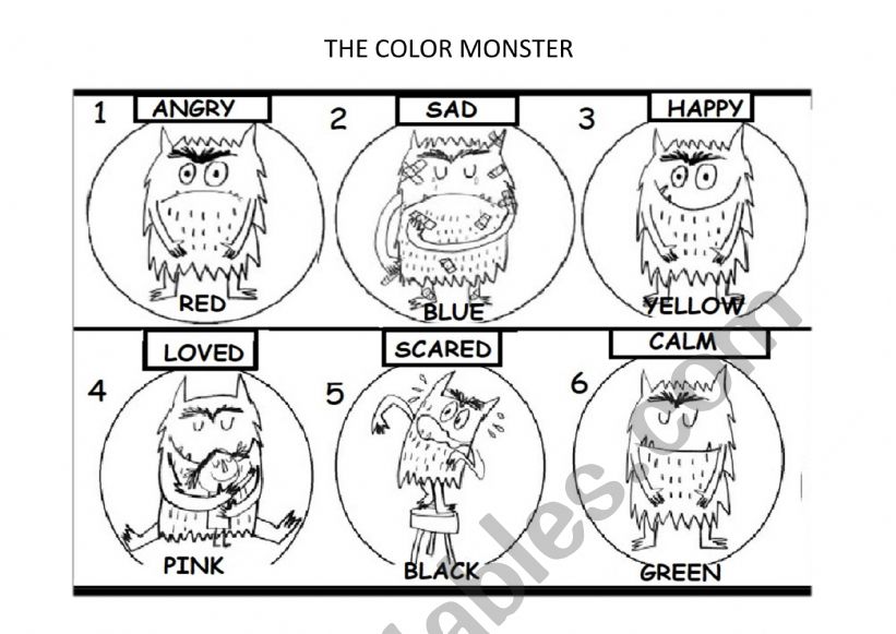 THE COLOR MONSTER worksheet