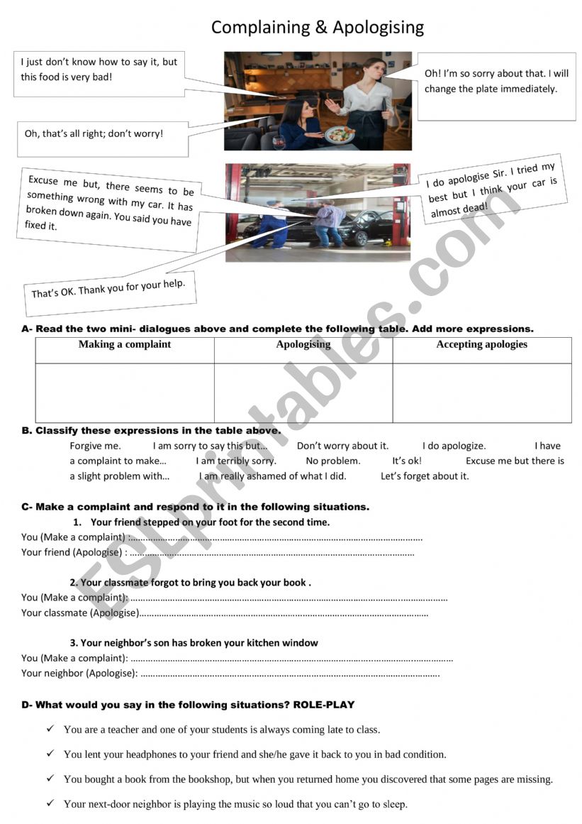 Social functions worksheet