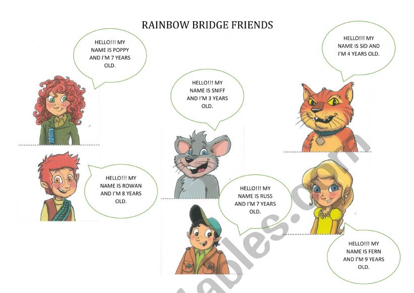 RAINBOW BRIDGE FRIENDS worksheet