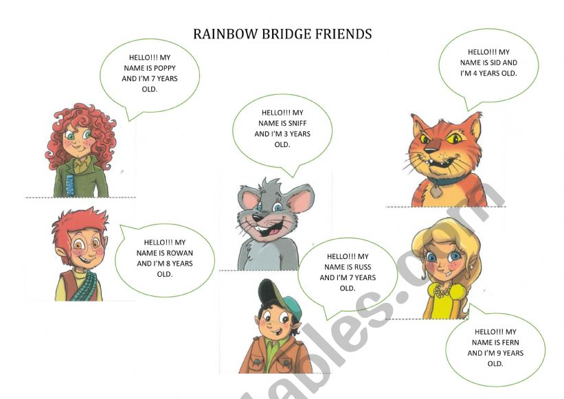 RAINBOW BRIDGE FRIENDS worksheet