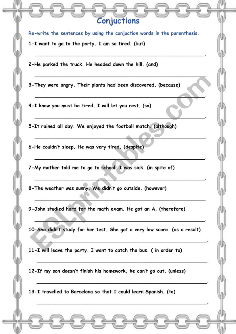 Conjuctions  worksheet