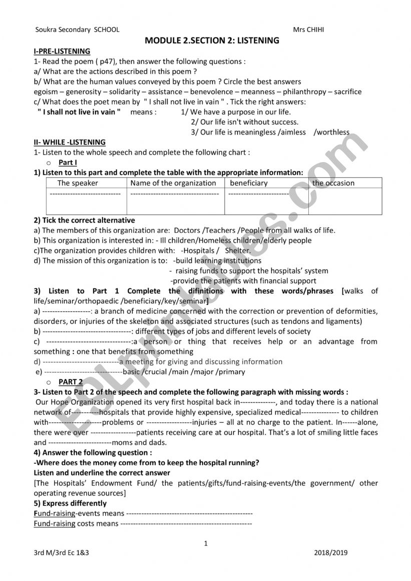 module two writing a speech worksheet