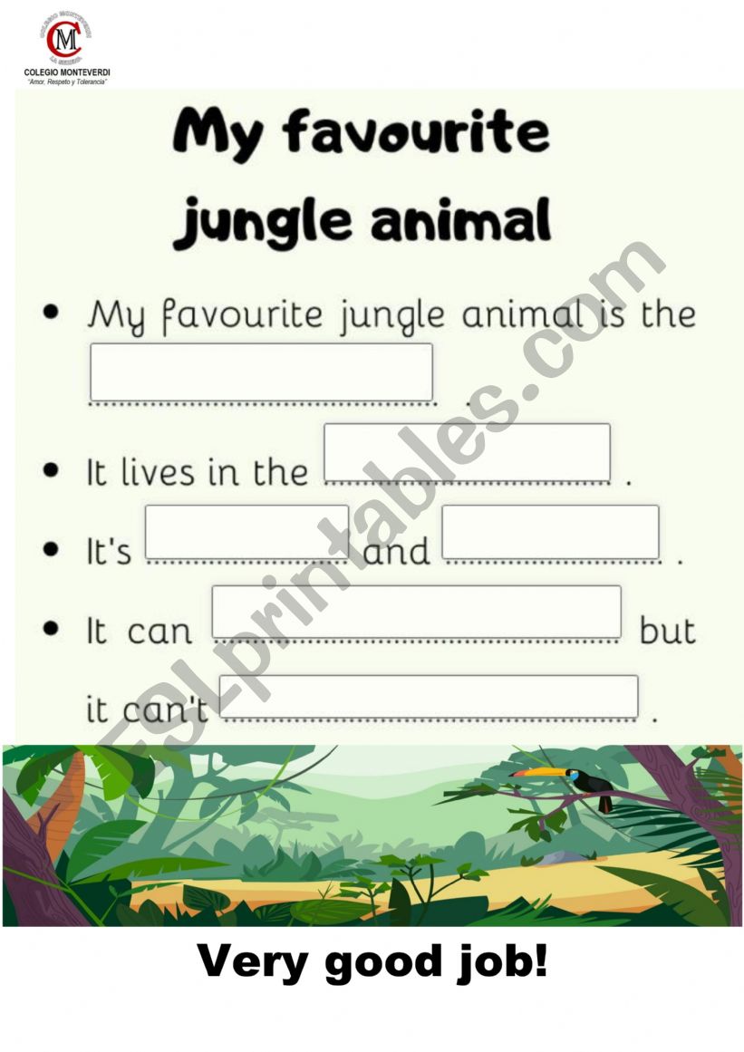 My favourite animal worksheet