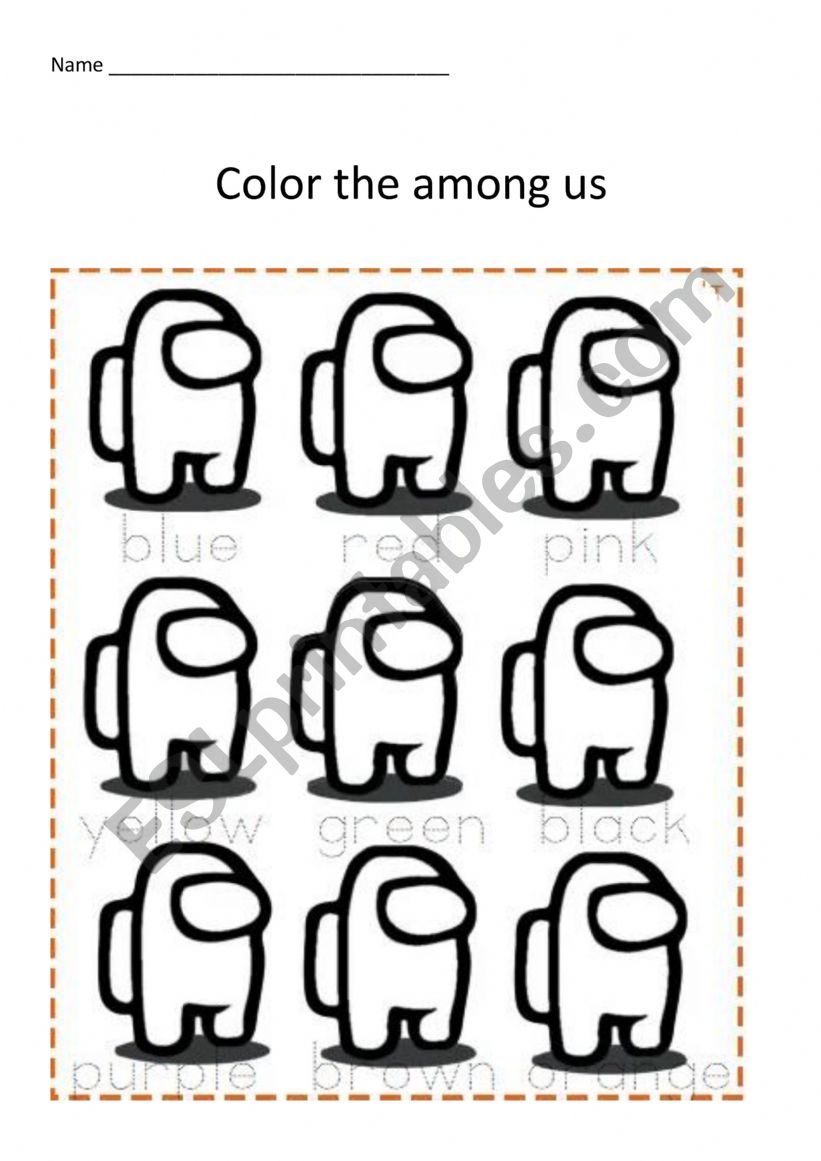 Color the among us worksheet