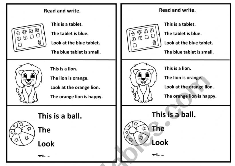 First Reading and Writing Worksheet