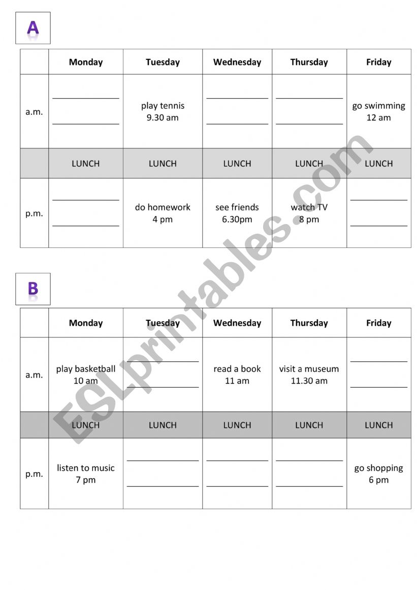 Pairs speaking info gap activity with going to