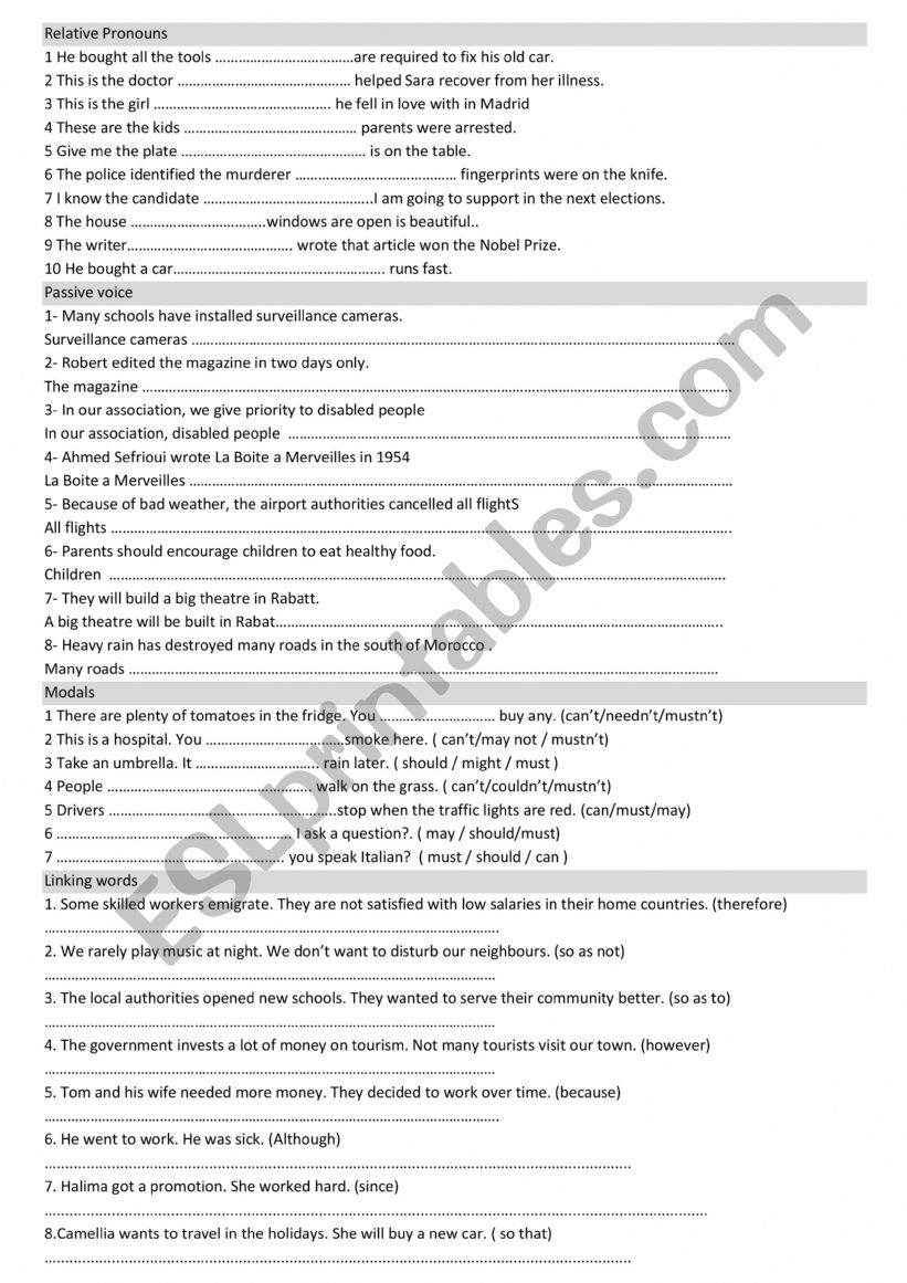 GRAMMAR REVIEW worksheet