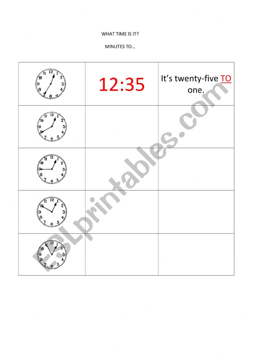 WHAT TIME IS IT? worksheet