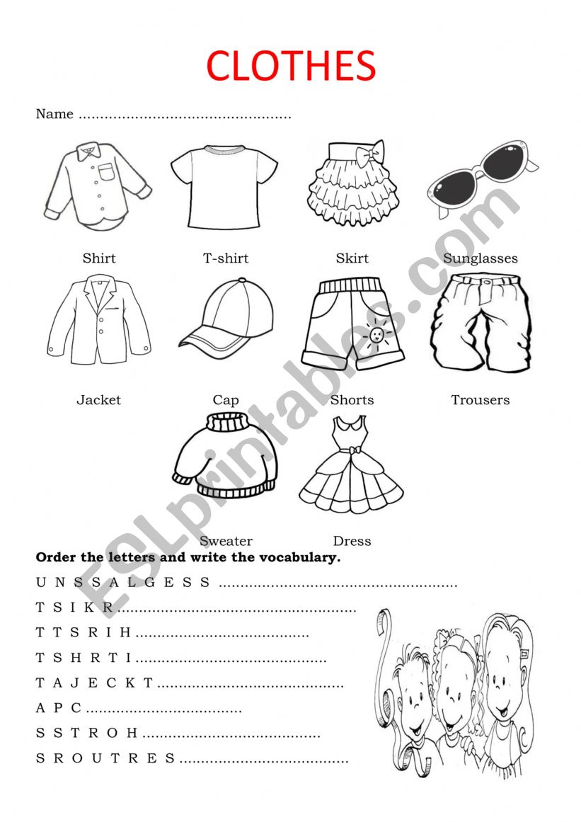 CLOTHES worksheet