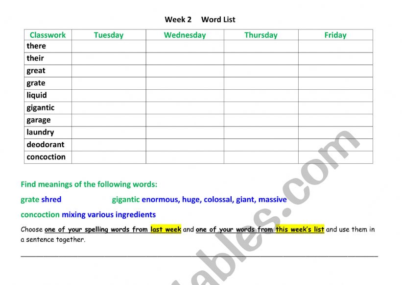 Georges Marvellous Medicine Week 2 Vocabulary activities